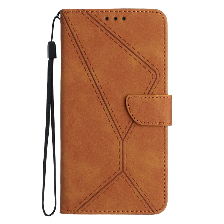 For Huawei P60 Pro Stitching Embossed Leather Phone Case(Brown) - Huawei Cases by PMC Jewellery | Online Shopping South Africa | PMC Jewellery