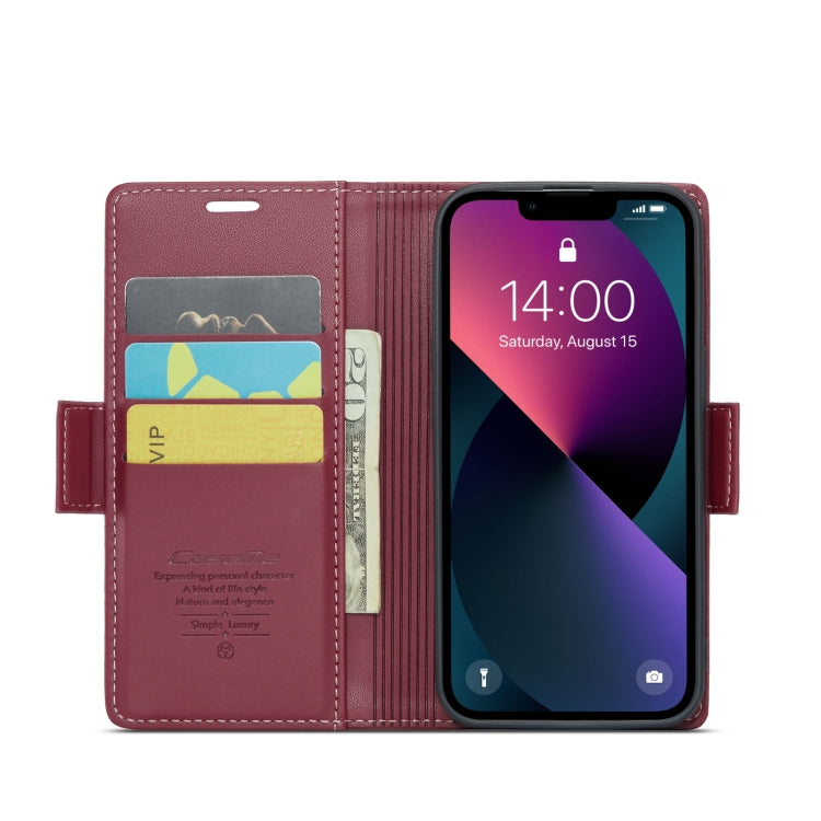 For iPhone 14 Plus CaseMe 023 Butterfly Buckle Litchi Texture RFID Anti-theft Leather Phone Case(Wine Red) - iPhone 14 Plus Cases by CaseMe | Online Shopping South Africa | PMC Jewellery