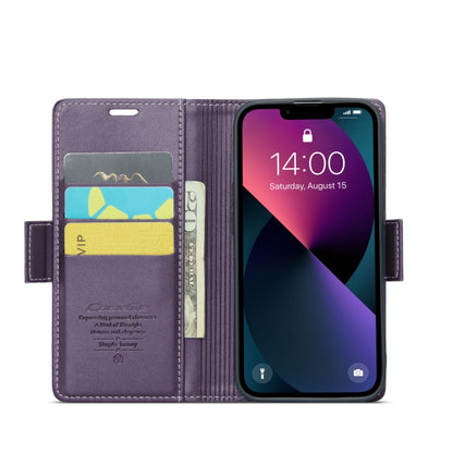 For iPhone 14 Plus CaseMe 023 Butterfly Buckle Litchi Texture RFID Anti-theft Leather Phone Case(Pearly Purple) - iPhone 14 Plus Cases by CaseMe | Online Shopping South Africa | PMC Jewellery
