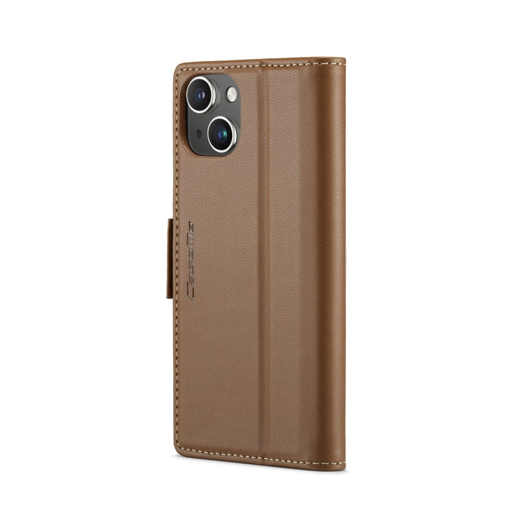 For iPhone 13 CaseMe 023 Butterfly Buckle Litchi Texture RFID Anti-theft Leather Phone Case(Brown) - iPhone 13 Cases by CaseMe | Online Shopping South Africa | PMC Jewellery