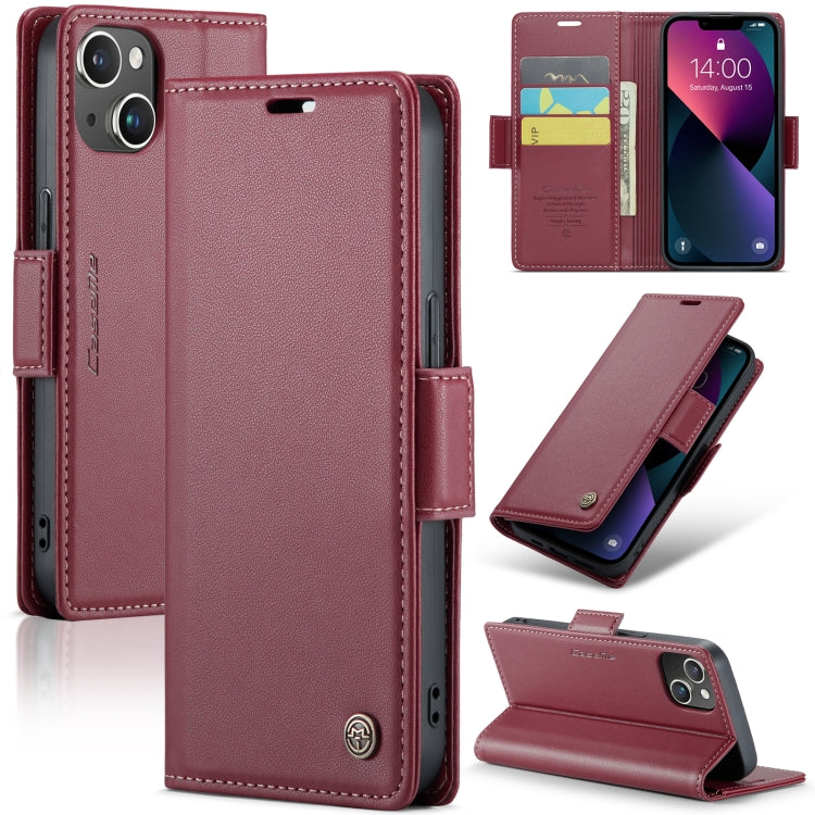 For iPhone 13 CaseMe 023 Butterfly Buckle Litchi Texture RFID Anti-theft Leather Phone Case(Wine Red) - iPhone 13 Cases by CaseMe | Online Shopping South Africa | PMC Jewellery