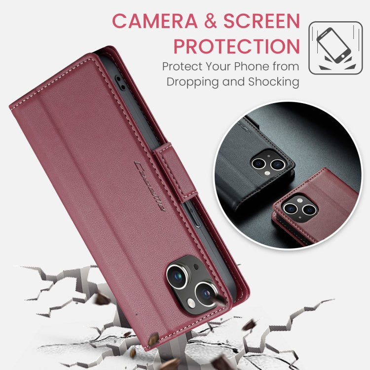 For iPhone 13 CaseMe 023 Butterfly Buckle Litchi Texture RFID Anti-theft Leather Phone Case(Wine Red) - iPhone 13 Cases by CaseMe | Online Shopping South Africa | PMC Jewellery