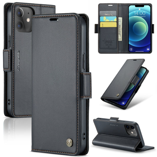 For iPhone 12 / 12 Pro CaseMe 023 Butterfly Buckle Litchi Texture RFID Anti-theft Leather Phone Case(Black) - iPhone 12 / 12 Pro Cases by CaseMe | Online Shopping South Africa | PMC Jewellery