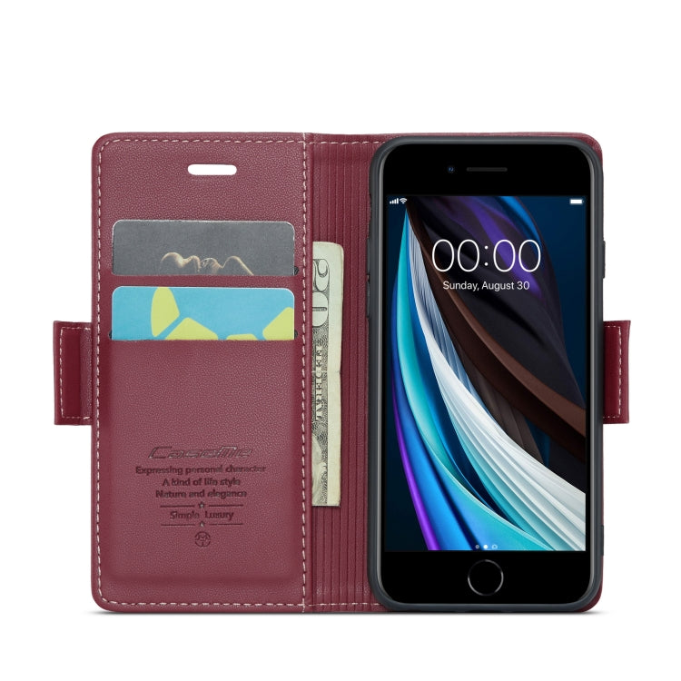 For iPhone SE 2022/SE 2020/6/7/8 CaseMe 023 Butterfly Buckle Litchi Texture RFID Anti-theft Leather Phone Case(Wine Red) - More iPhone Cases by CaseMe | Online Shopping South Africa | PMC Jewellery