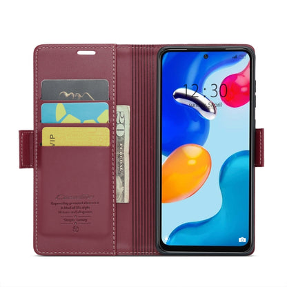 For Xiaomi Redmi Note 11 4G Global/Note 11S Global CaseMe 023 Butterfly Buckle Litchi Texture RFID Anti-theft Leather Phone Case(Wine Red) - Xiaomi Cases by CaseMe | Online Shopping South Africa | PMC Jewellery