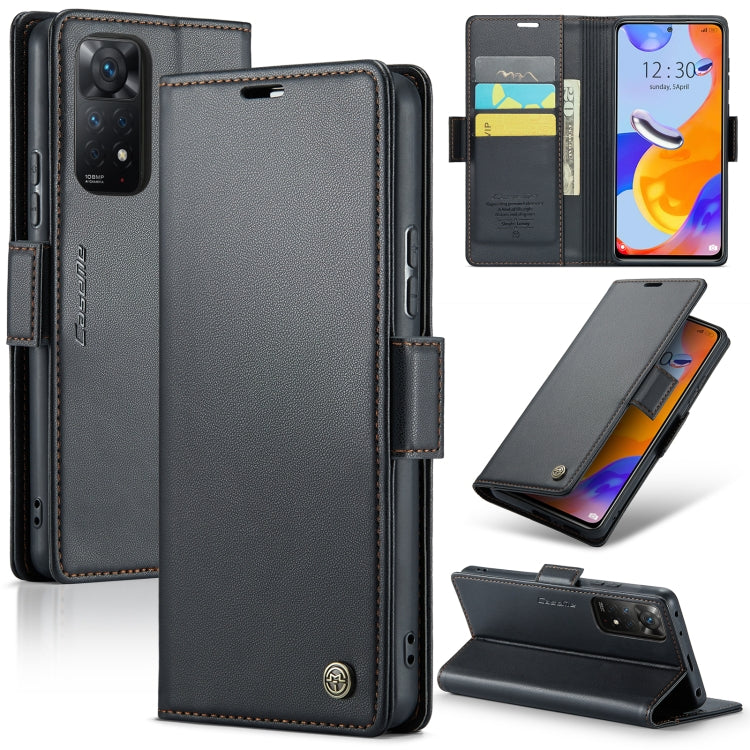 CaseMe 023 Butterfly Buckle Litchi Texture RFID Anti-theft Leather Phone Case For Xiaomi Redmi Note 11 Pro 5G Global/Redmi Note 11 Pro Global(Black) - free shipping - PMC TechLife - Order now!