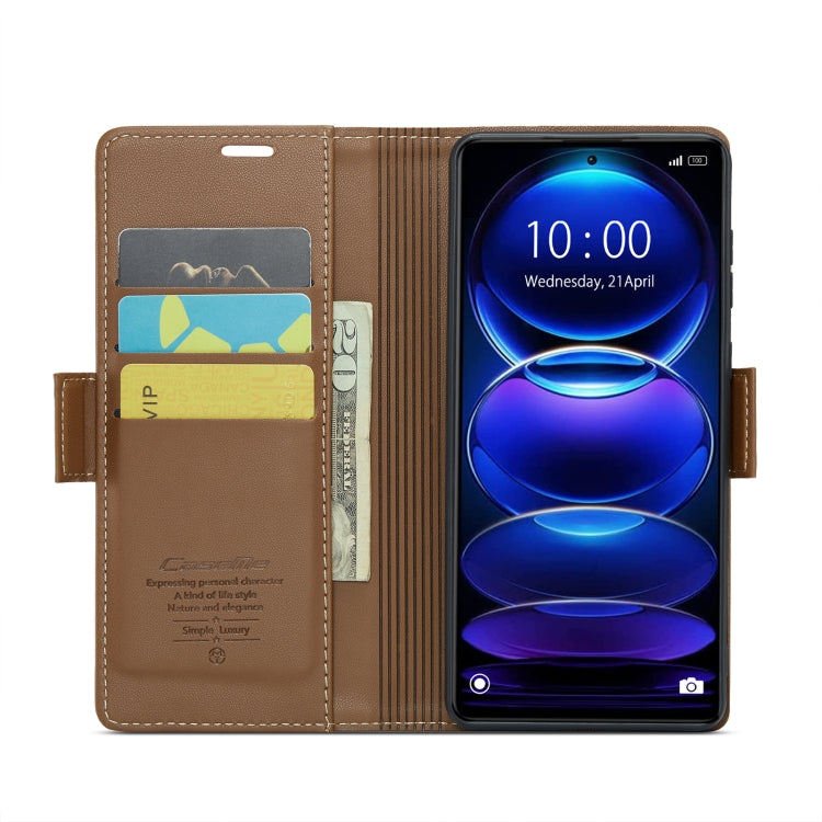 CaseMe 023 Butterfly Buckle Litchi Texture RFID Anti-theft Leather Phone Case For Xiaomi Poco X5 Pro 5G/Redmi Note 12 Pro 5G Global(Brown) - free shipping - PMC TechLife - Order now!