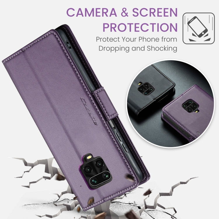 For Xiaomi Redmi Note 9S/Note 9 Pro/Note 9 Pro Max CaseMe 023 Butterfly Buckle Litchi Texture RFID Anti-theft Leather Phone Case(Pearly Purple) - Xiaomi Cases by CaseMe | Online Shopping South Africa | PMC Jewellery