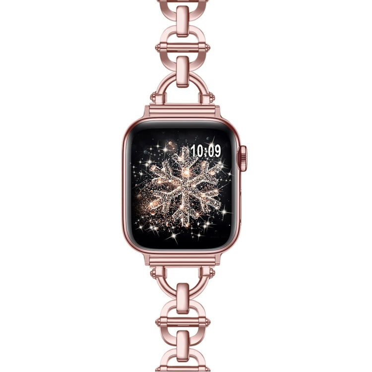 Ladder Buckle Metal Watch Band For Apple Watch 8 41mm(Pink) - Watch Bands by PMC Jewellery | Online Shopping South Africa | PMC Jewellery