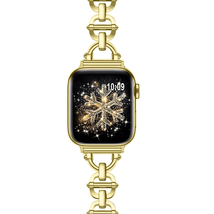 Ladder Buckle Metal Watch Band For Apple Watch 7 45mm(Gold) - Watch Bands by PMC Jewellery | Online Shopping South Africa | PMC Jewellery