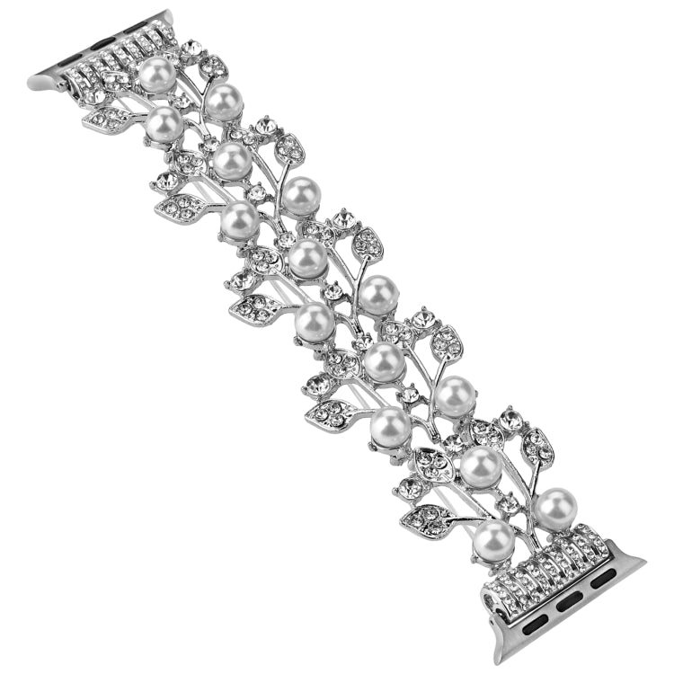 Four-leaf Bead Metal Watch Band For Apple Watch 6 40mm(Silver) - Watch Bands by PMC Jewellery | Online Shopping South Africa | PMC Jewellery