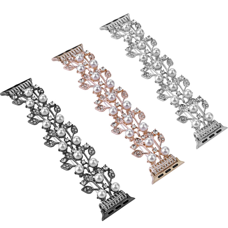 Four-leaf Bead Metal Watch Band For Apple Watch 5 44mm(Silver) - Watch Bands by PMC TechLife | Online Shopping South Africa | PMC TechLife