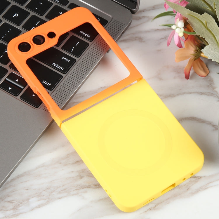 For Samsung Galaxy Z Flip5 Liquid TPU Silicone Gradient MagSafe Phone Case(Orange Yellow) - Galaxy Z Flip5 Cases by PMC Jewellery | Online Shopping South Africa | PMC Jewellery