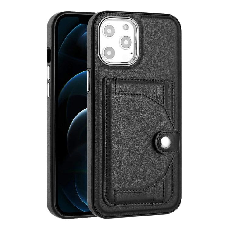 For iPhone 12 Pro Max Shockproof Leather Phone Case with Card Holder(Black) - iPhone 12 Pro Max Cases by PMC Jewellery | Online Shopping South Africa | PMC Jewellery