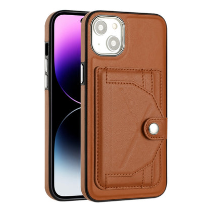 For iPhone 15 Plus Shockproof Leather Phone Case with Card Holder(Brown) - iPhone 15 Plus Cases by PMC Jewellery | Online Shopping South Africa | PMC Jewellery