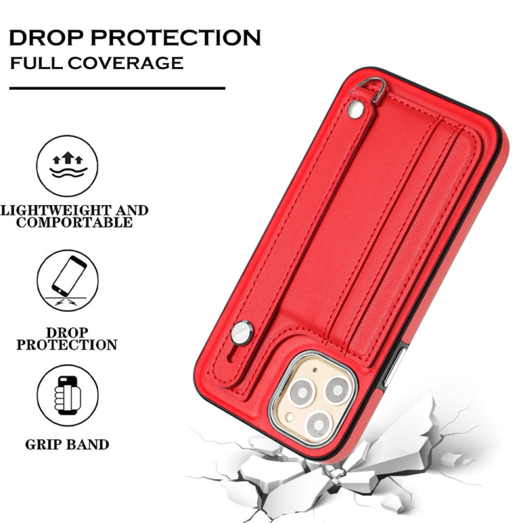For iPhone 11 Pro Shockproof Leather Phone Case with Wrist Strap(Red) - free shipping - PMC TechLife - Order now!