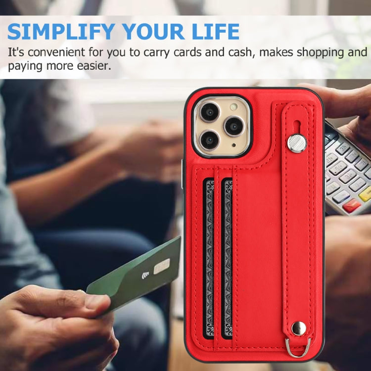 For iPhone 11 Pro Shockproof Leather Phone Case with Wrist Strap(Red) - free shipping - PMC TechLife - Order now!