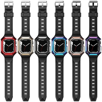 Armor Case Integrated TPU Watch Band For Apple Watch 8 41mm(Black) - Watch Bands by PMC Jewellery | Online Shopping South Africa | PMC Jewellery