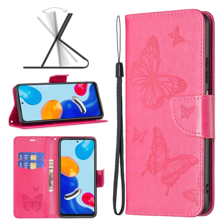 For Xiaomi Redmi Note 12S 4G / Note 11 Two Butterflies Embossing Leather Phone Case(Rose Red) - free shipping - PMC TechLife - Order now!
