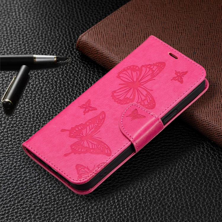 For Xiaomi Redmi Note 12S 4G / Note 11 Two Butterflies Embossing Leather Phone Case(Rose Red) - Xiaomi Cases by PMC Jewellery | Online Shopping South Africa | PMC Jewellery