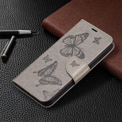 For Xiaomi Poco F5 5G / Redmi Note 12 Turbo Two Butterflies Embossing Leather Phone Case(Grey) - Xiaomi Cases by PMC Jewellery | Online Shopping South Africa | PMC Jewellery