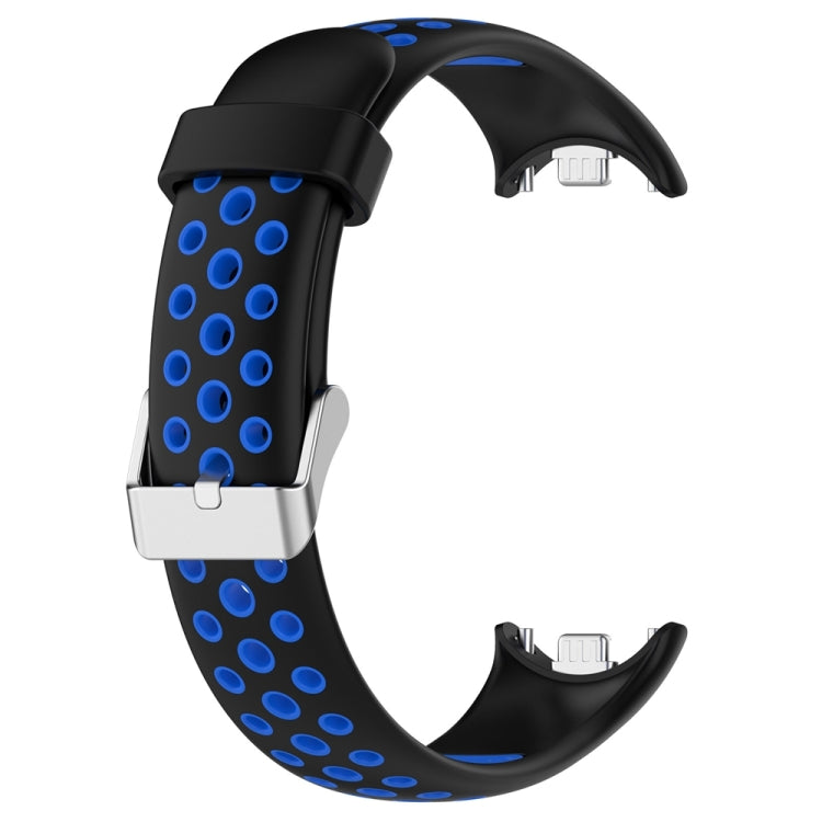 For Xiaomi Mi Band 8 Two-color Steel Plug Silicone Watch Band(Black Blue) - Watch Bands by PMC Jewellery | Online Shopping South Africa | PMC Jewellery