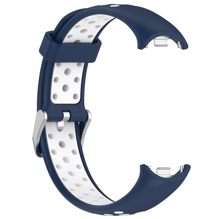 For Xiaomi Mi Band 8 Two-color Steel Plug Silicone Watch Band(Blue White) - Watch Bands by PMC Jewellery | Online Shopping South Africa | PMC Jewellery