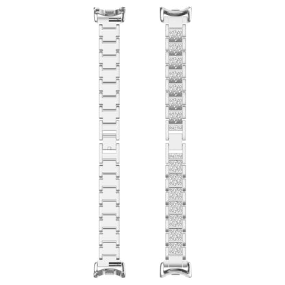 For Xiaomi Mi Band 8 Three-beads Full Diamond Metal Watch Band(Silver) - Watch Bands by PMC Jewellery | Online Shopping South Africa | PMC Jewellery