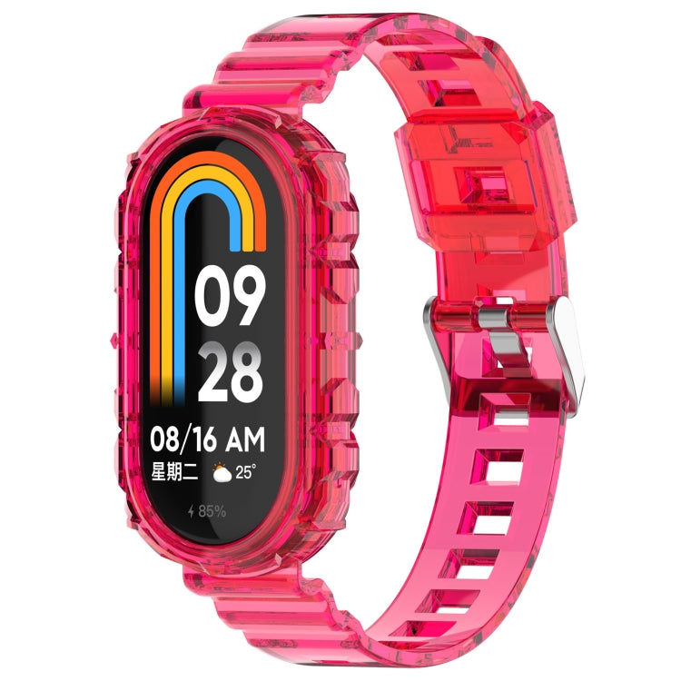 For Xiaomi Mi Band 8 Integrated Transparent Silicone Watch Band(Rose Red) - Watch Bands by PMC Jewellery | Online Shopping South Africa | PMC Jewellery