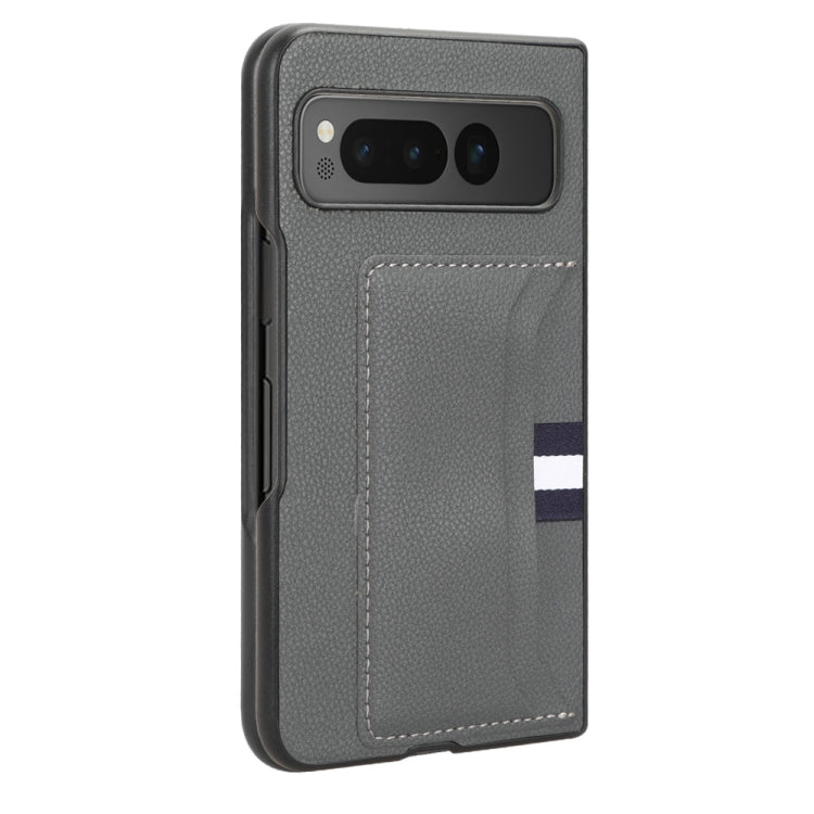 For Google Pixel Fold Litchi Texture Card Slots Back Cover Phone Case(Grey) - Google Cases by PMC Jewellery | Online Shopping South Africa | PMC Jewellery