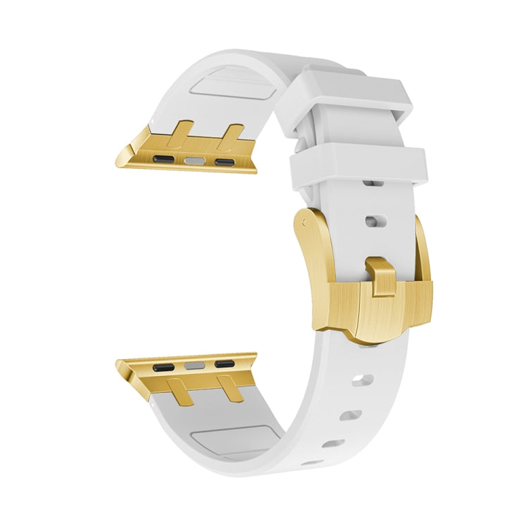 AP Silicone Watch Band For Apple Watch 8 41mm(Gold White) - Watch Bands by PMC Jewellery | Online Shopping South Africa | PMC Jewellery