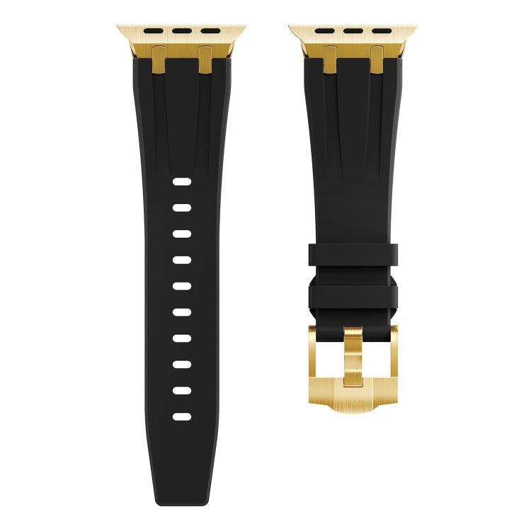 AP Silicone Watch Band For Apple Watch 7 41mm(Gold Black) - Watch Bands by PMC TechLife | Online Shopping South Africa | PMC TechLife