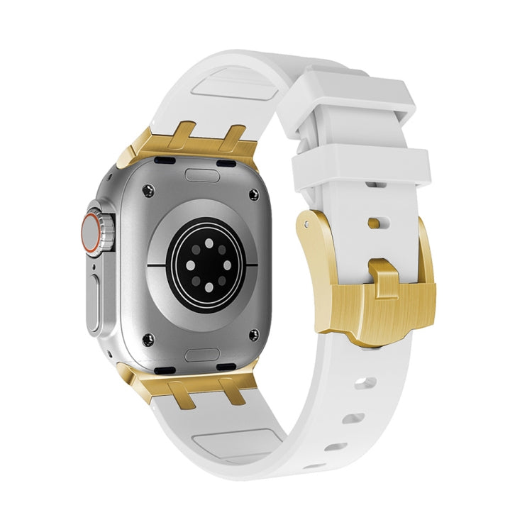 AP Silicone Watch Band For Apple Watch 7 41mm(Gold White) - Watch Bands by PMC TechLife | Online Shopping South Africa | PMC TechLife