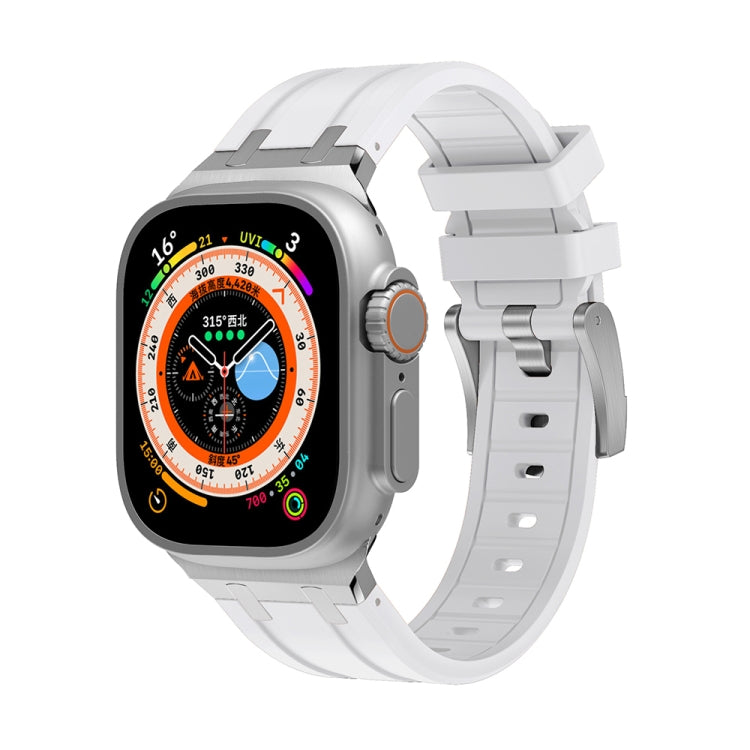 AP Silicone Watch Band For Apple Watch 7 45mm(Silver White) - Watch Bands by PMC TechLife | Online Shopping South Africa | PMC TechLife