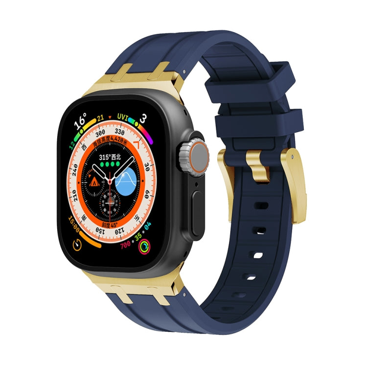 AP Silicone Watch Band For Apple Watch 6 44mm(Gold Blue) - Watch Bands by PMC TechLife | Online Shopping South Africa | PMC TechLife