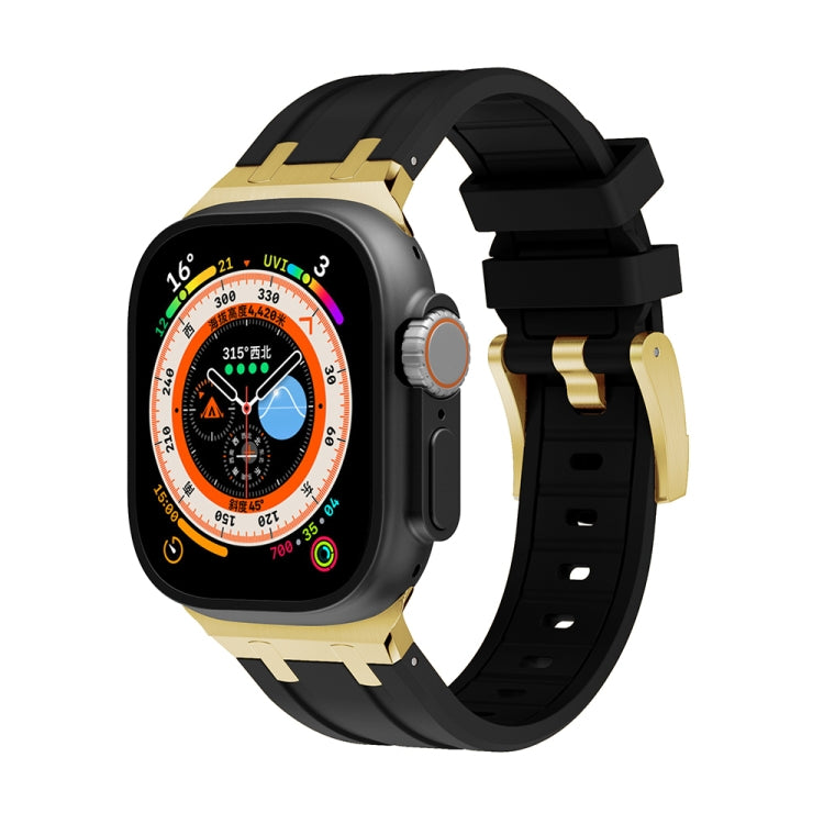 AP Silicone Watch Band For Apple Watch 4 44mm(Gold Black) - Watch Bands by PMC TechLife | Online Shopping South Africa | PMC TechLife