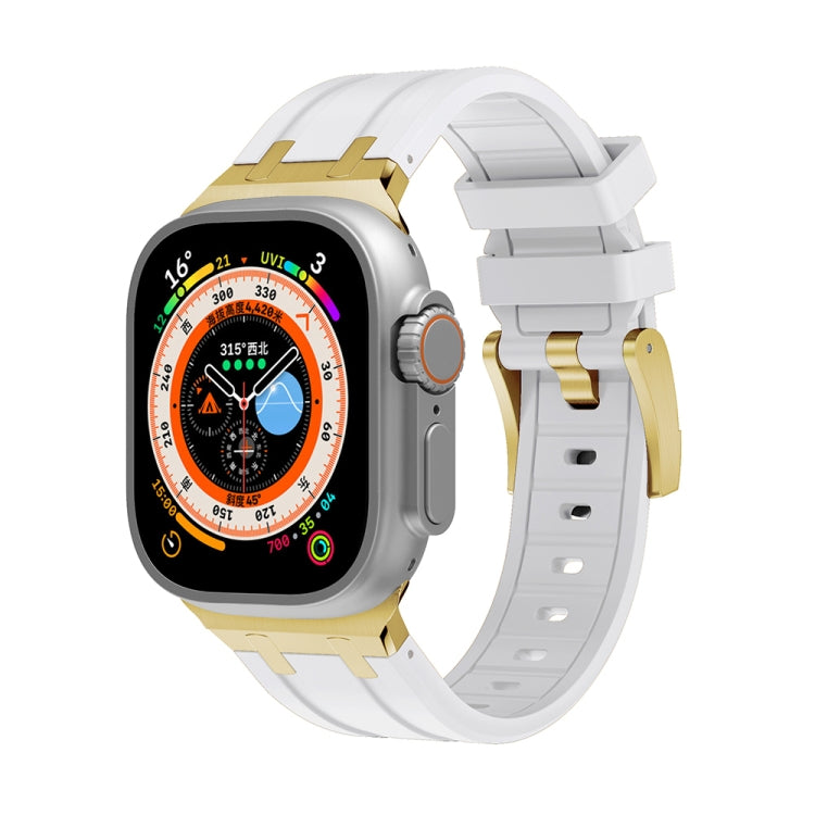 AP Silicone Watch Band For Apple Watch 4 44mm(Gold White) - Watch Bands by PMC TechLife | Online Shopping South Africa | PMC TechLife
