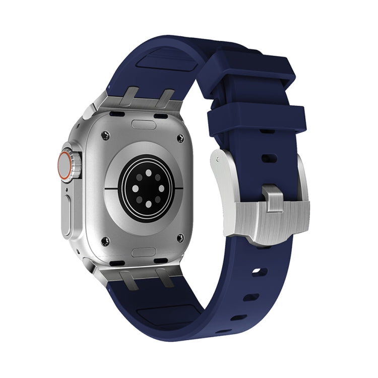 AP Silicone Watch Band For Apple Watch 3 38mm(Silver Blue) - Watch Bands by PMC TechLife | Online Shopping South Africa | PMC TechLife