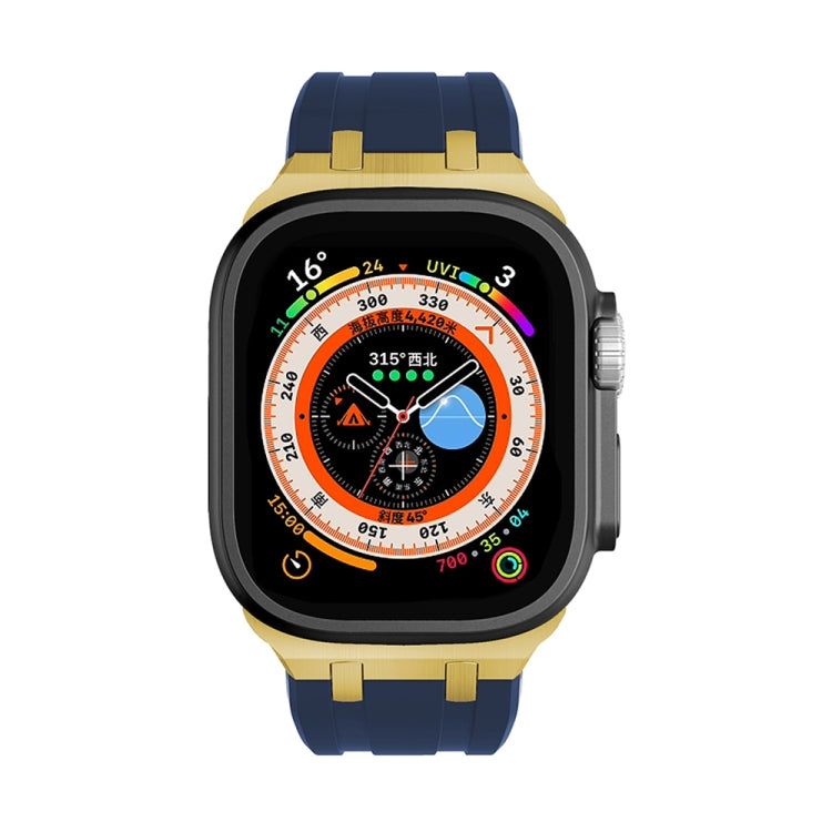 AP Silicone Watch Band For Apple Watch 38mm(Gold Blue) - Watch Bands by PMC TechLife | Online Shopping South Africa | PMC TechLife