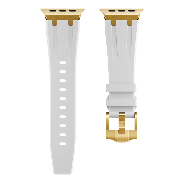 AP Silicone Watch Band For Apple Watch 38mm(Gold White) - Watch Bands by PMC TechLife | Online Shopping South Africa | PMC TechLife