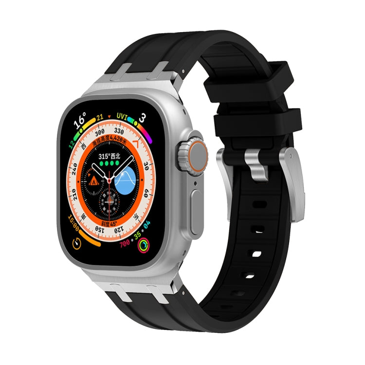 AP Silicone Watch Band For Apple Watch 9 45mm(Silver Black) - Watch Bands by PMC TechLife | Online Shopping South Africa | PMC TechLife
