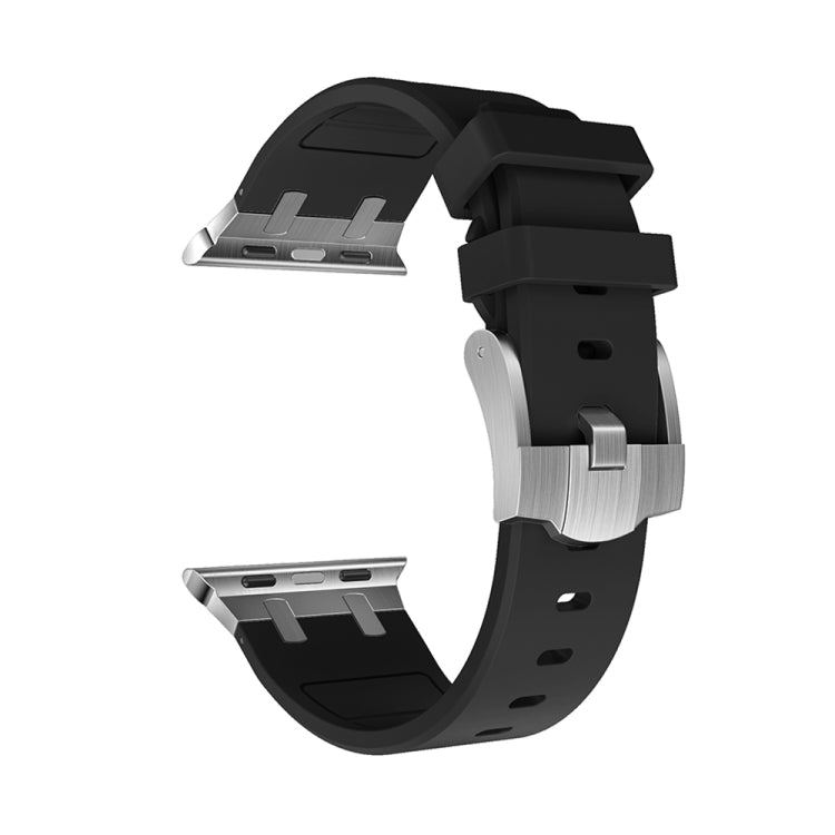 AP Silicone Watch Band For Apple Watch 9 45mm(Silver Black) - Watch Bands by PMC TechLife | Online Shopping South Africa | PMC TechLife