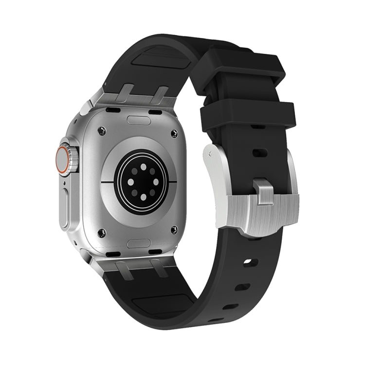 AP Silicone Watch Band For Apple Watch 9 45mm(Silver Black) - Watch Bands by PMC TechLife | Online Shopping South Africa | PMC TechLife