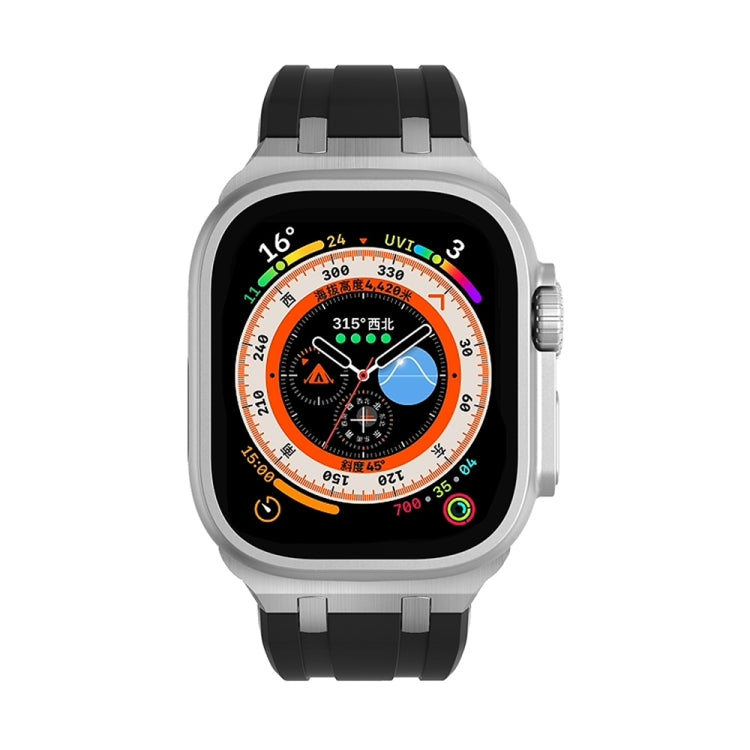 AP Silicone Watch Band For Apple Watch 9 45mm(Silver Black) - Watch Bands by PMC TechLife | Online Shopping South Africa | PMC TechLife