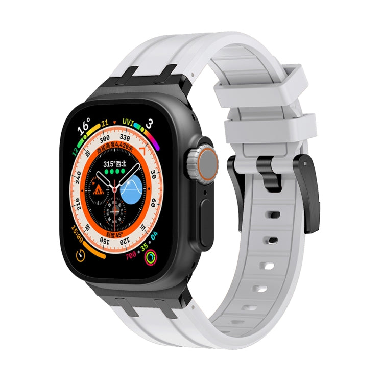 AP Silicone Watch Band For Apple Watch 9 45mm(Black White) - Watch Bands by PMC TechLife | Online Shopping South Africa | PMC TechLife