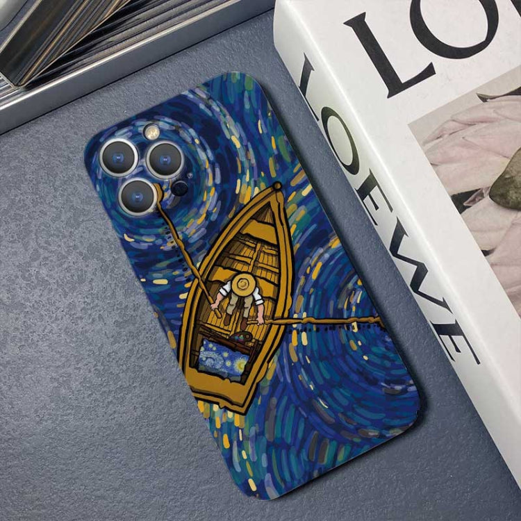 For iPhone 14 Pro Max Precise Hole Oil Painting Pattern PC Phone Case(Boating) - iPhone 14 Pro Max Cases by PMC Jewellery | Online Shopping South Africa | PMC Jewellery