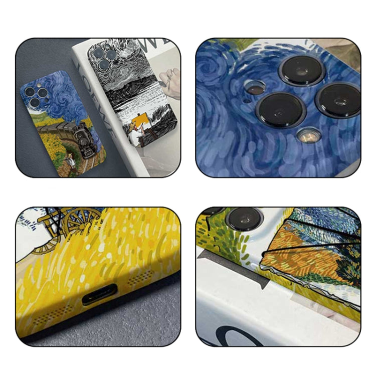 For iPhone 14 Pro Max Precise Hole Oil Painting Pattern PC Phone Case(Handcart) - iPhone 14 Pro Max Cases by PMC Jewellery | Online Shopping South Africa | PMC Jewellery