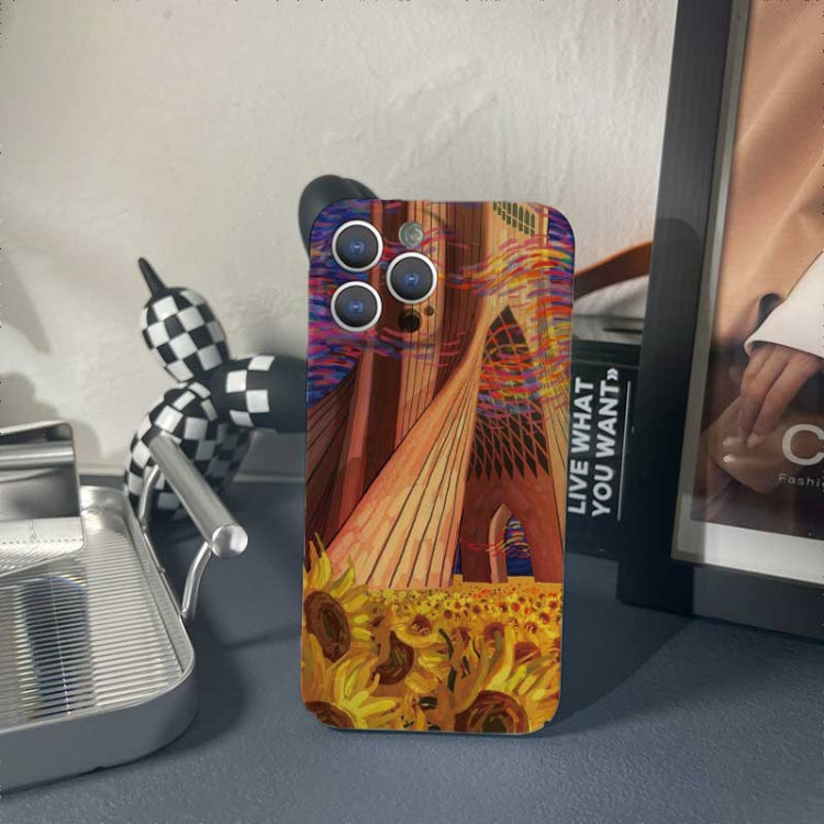 For iPhone 14 Pro Max Precise Hole Oil Painting Pattern PC Phone Case(Architectural Painting) - iPhone 14 Pro Max Cases by PMC Jewellery | Online Shopping South Africa | PMC Jewellery