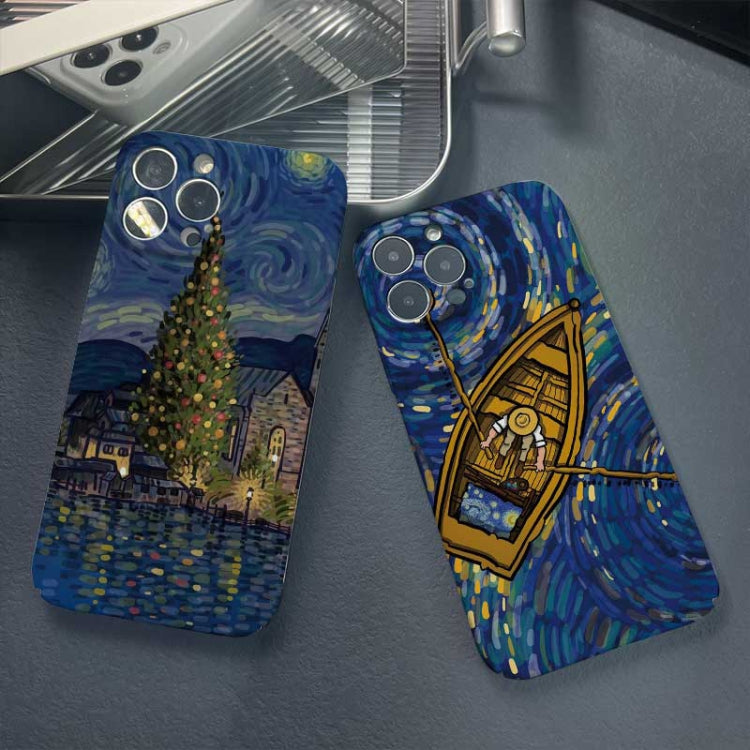 For iPhone 13 mini Precise Hole Oil Painting Pattern PC Phone Case(Castle) - iPhone 13 mini Cases by PMC TechLife | Online Shopping South Africa | PMC TechLife