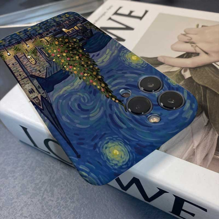 For iPhone 13 mini Precise Hole Oil Painting Pattern PC Phone Case(Boating) - iPhone 13 mini Cases by PMC TechLife | Online Shopping South Africa | PMC TechLife